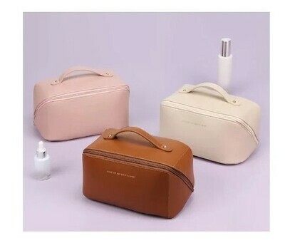 Open flat travel makeup bag 